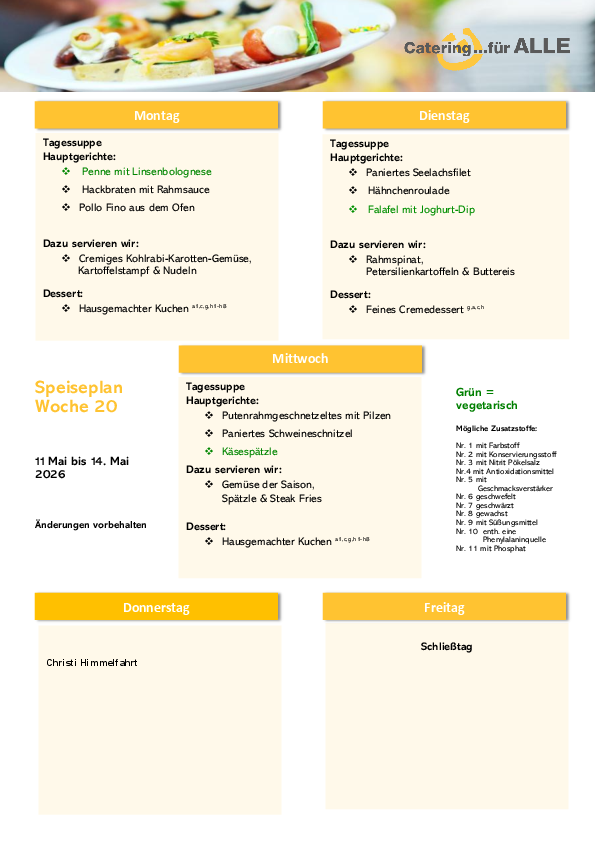 Speiseplan KW 20