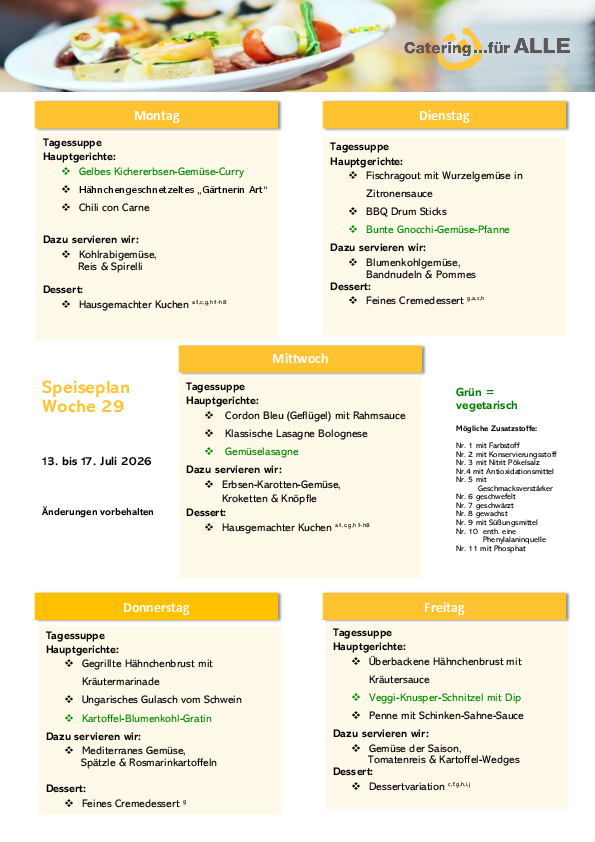 Speiseplan KW 29