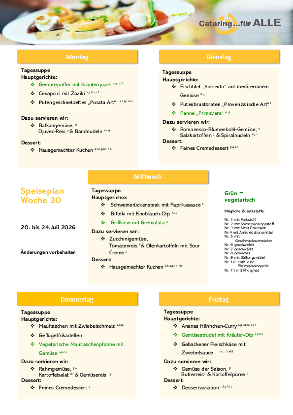 Speiseplan KW 30