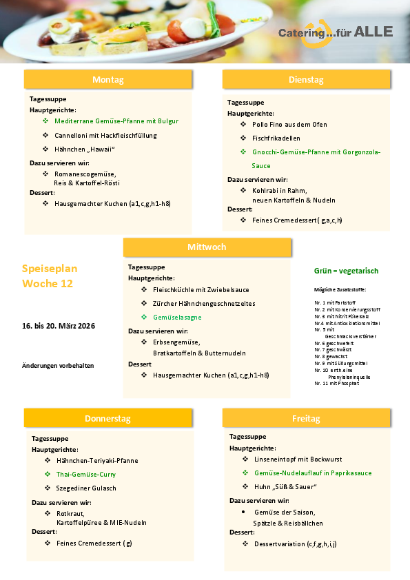 Speiseplan KW 12